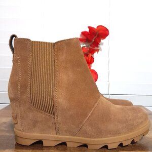 Waterproof Sorel Joan Rhapsody Chelsea Wedge Booties Brown 9